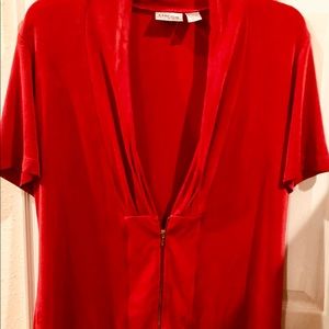 Chico’s red short sleeve travelers knit cardigan